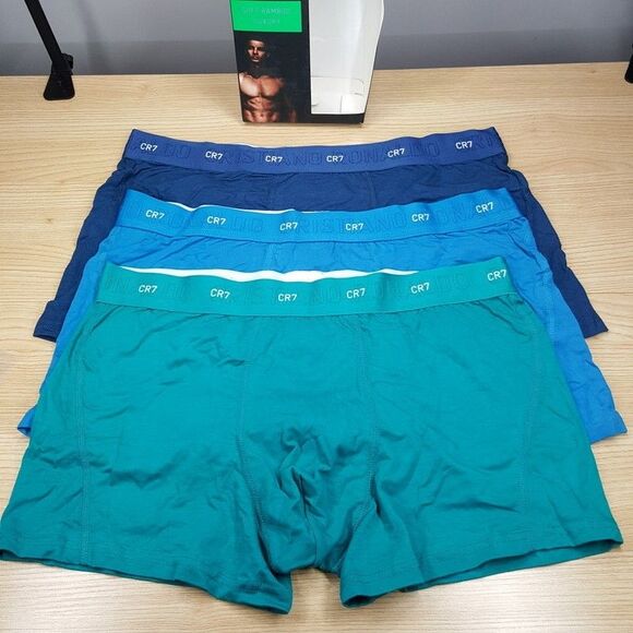 CRISTIANO RONALDO CR7 Boxer Briefs Mens XXL Blue 3-Pack Soft Bamboo Luxury Logo - Picture 1 of 5